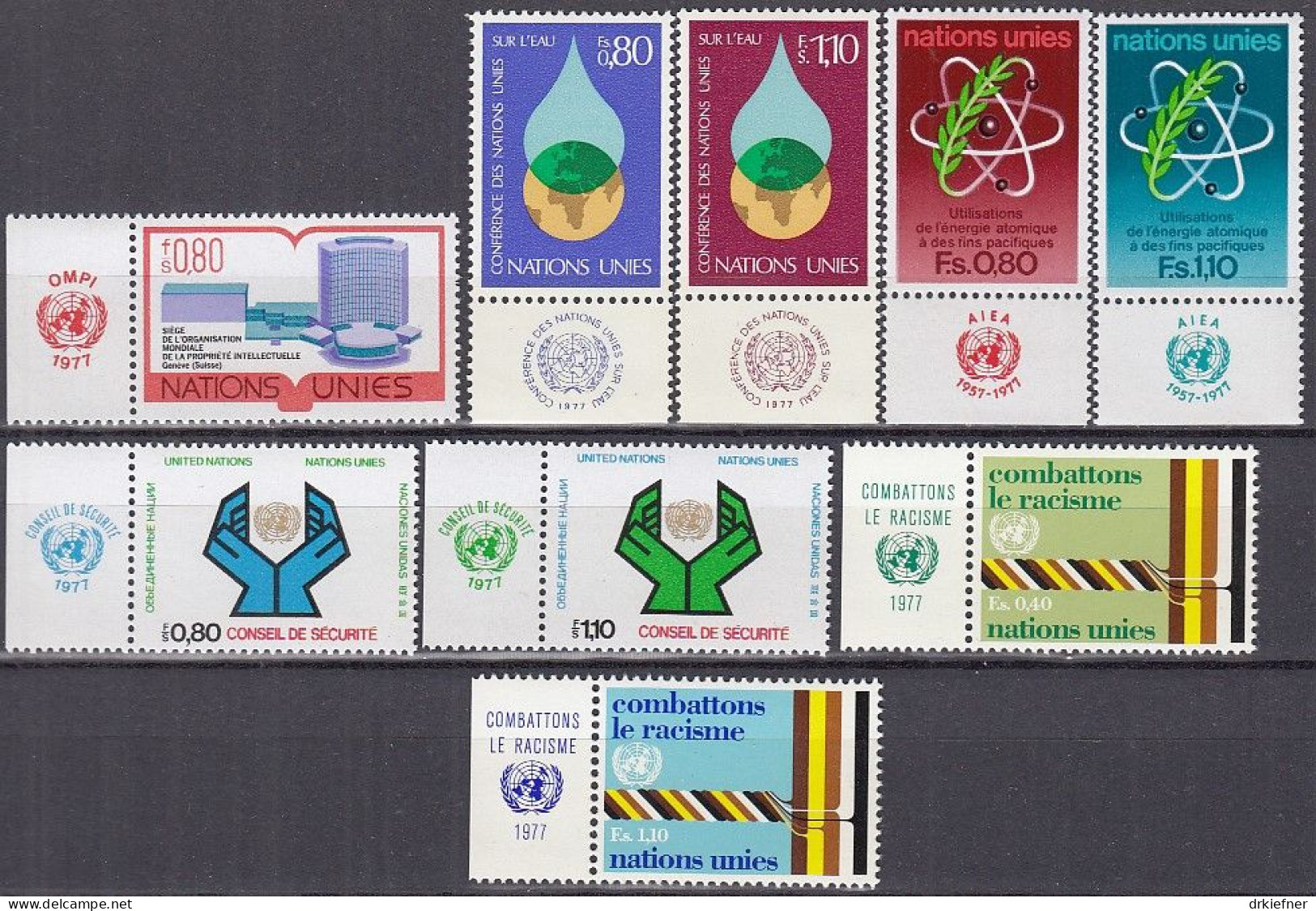 UNO GENF  63-71 Mit RZf (TAB), Postfrisch **, 1977 - Unused Stamps