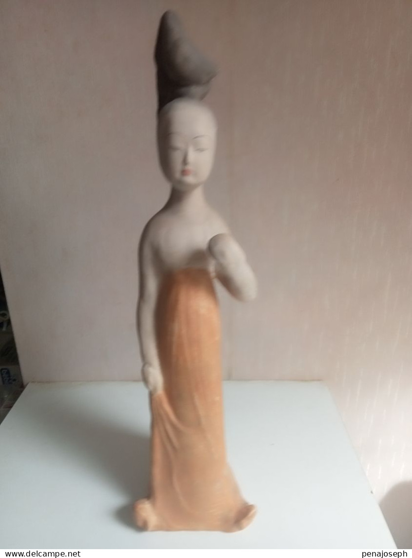 Statuette Ancienne En Terre Cuite Avec Certificat Hauteur 36 Cm - Asian Art