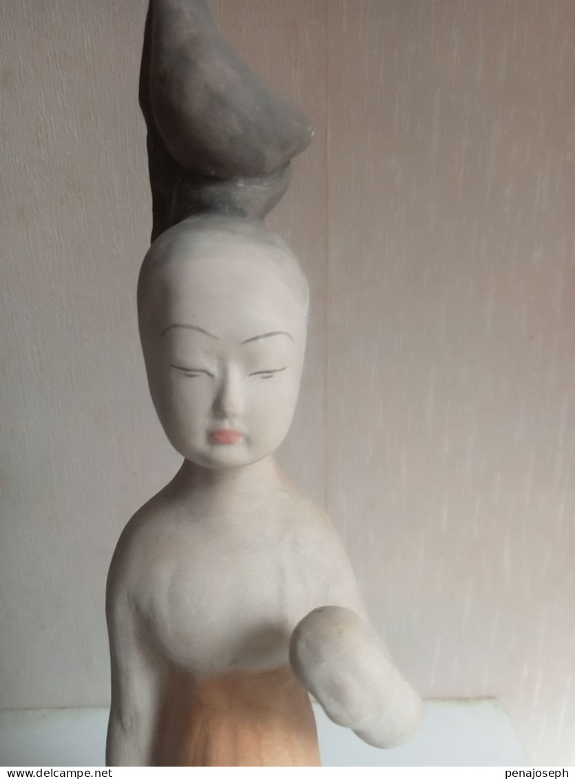 Statuette Ancienne En Terre Cuite Avec Certificat Hauteur 36 Cm - Art Asiatique