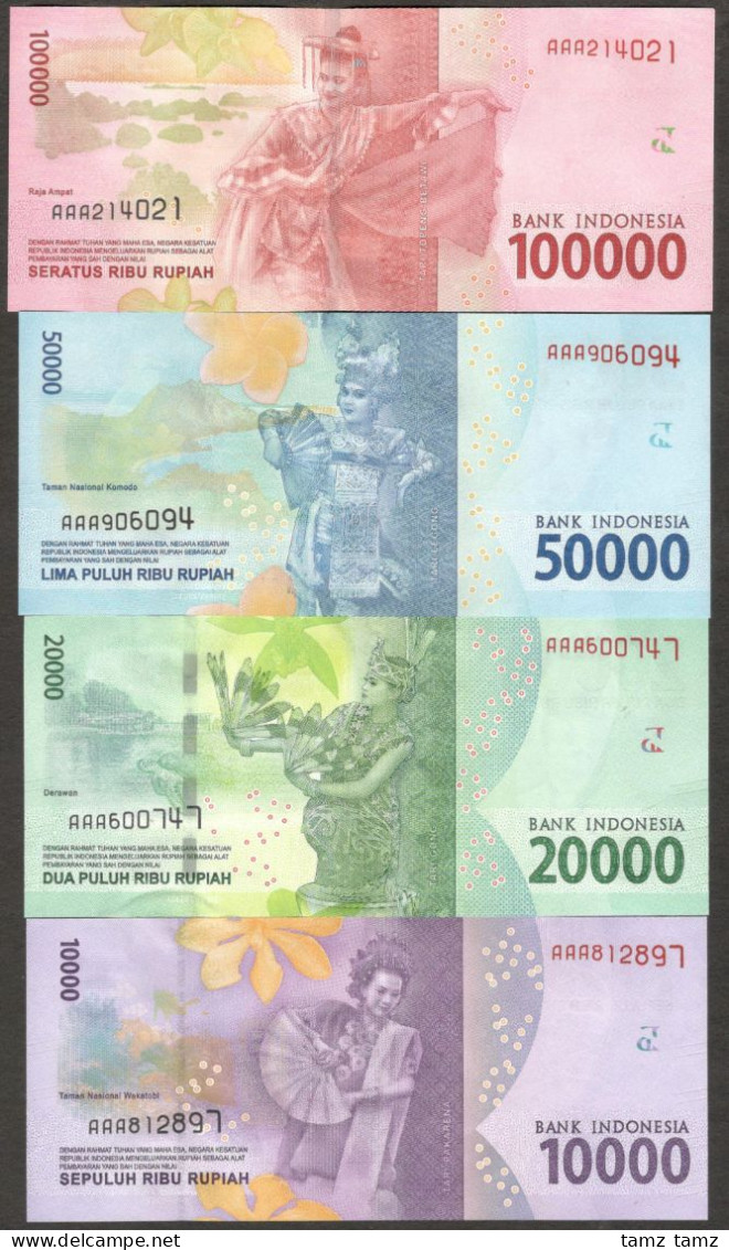 Full Set Indonesia AAA Prefix 1000 2000 5000 10000 20000 50K 100K Rupiah UNC 2016 - Indonésie