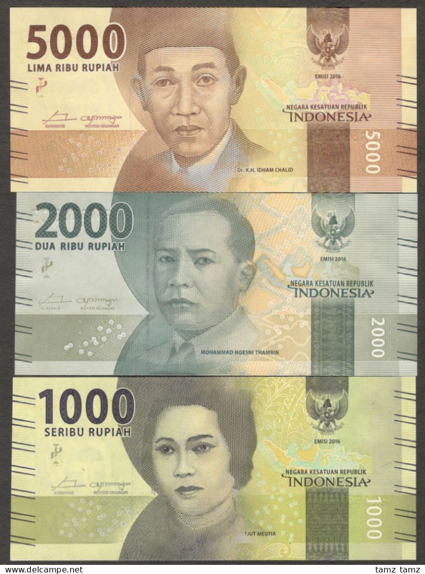 Full Set Indonesia AAA Prefix 1000 2000 5000 10000 20000 50K 100K Rupiah UNC 2016 - Indonésie