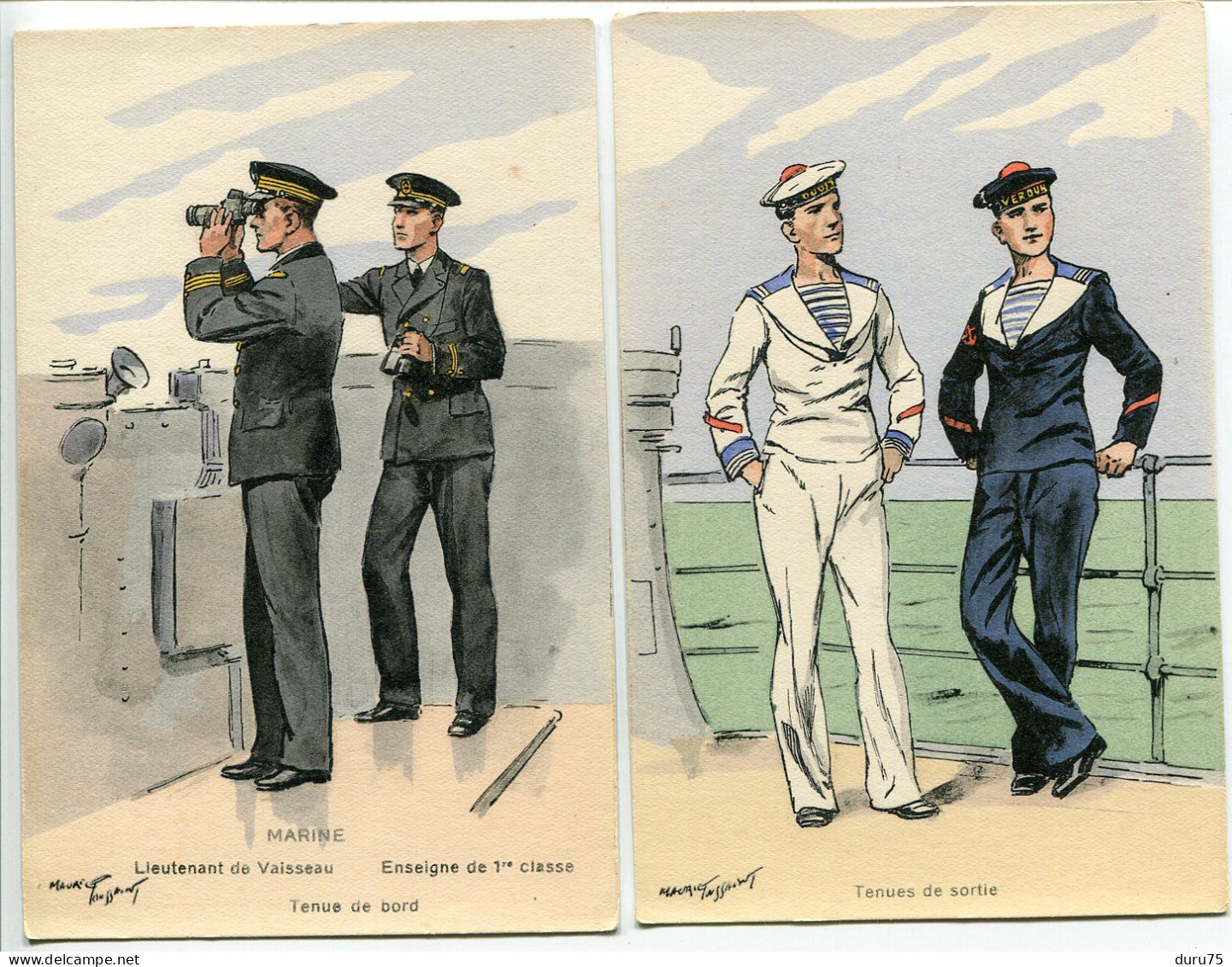 LOT 2 Militaria * Éditions Militaires Illust. Toussaint * MARINE Lieutenant Vaisseau Enseigne Tenue Bord & Tenues Sortie - Uniforms
