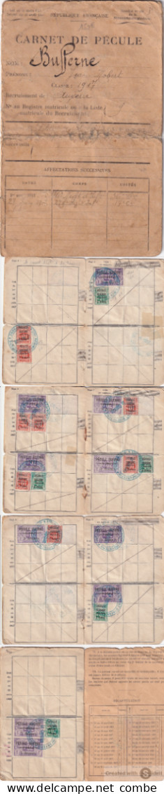 CARNET MILITAIRE DE PECULE COMPLET AVEC SES TIMBRES FISCAUX. CLASSE 1917. AUXERRE - 1914-18