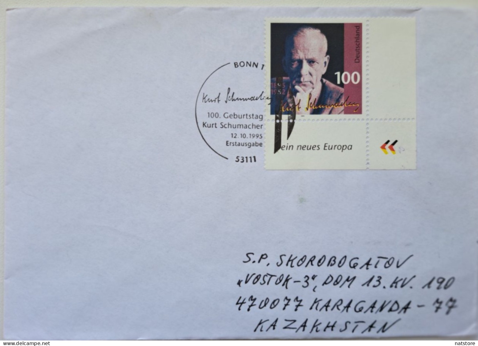 1995..GERMANY..FDC WITH STAMP+POSTMARK..PAST MAIL..The 100th Anniversary Of The Birth Of Kurt Schumacher, Politician - 1991-2000