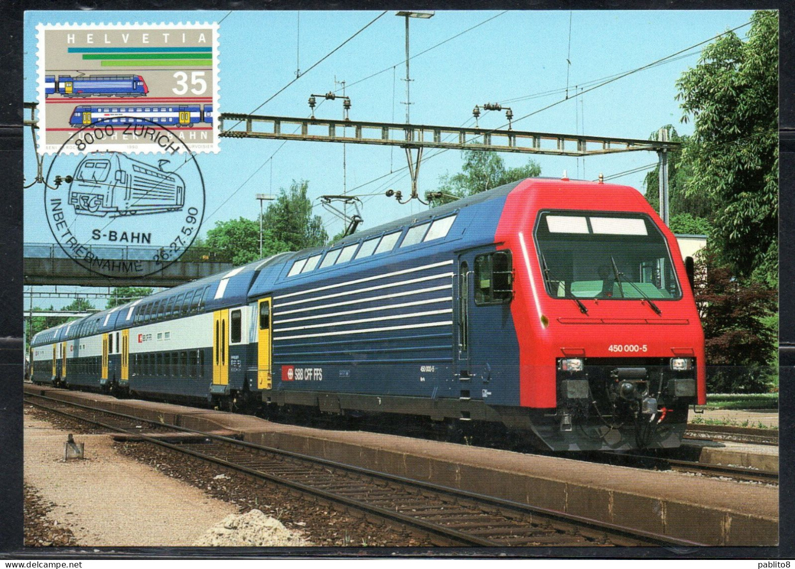 SWITZERLAND SUISSE SCHWEIZ SVIZZERA HELVETIA1990 URBAN RAILWAY SYSTEM ZURICH TRAIN LOCOMOTIVE35c MAXI MAXIMUM CARD CARTE - Cartes-Maximum (CM)