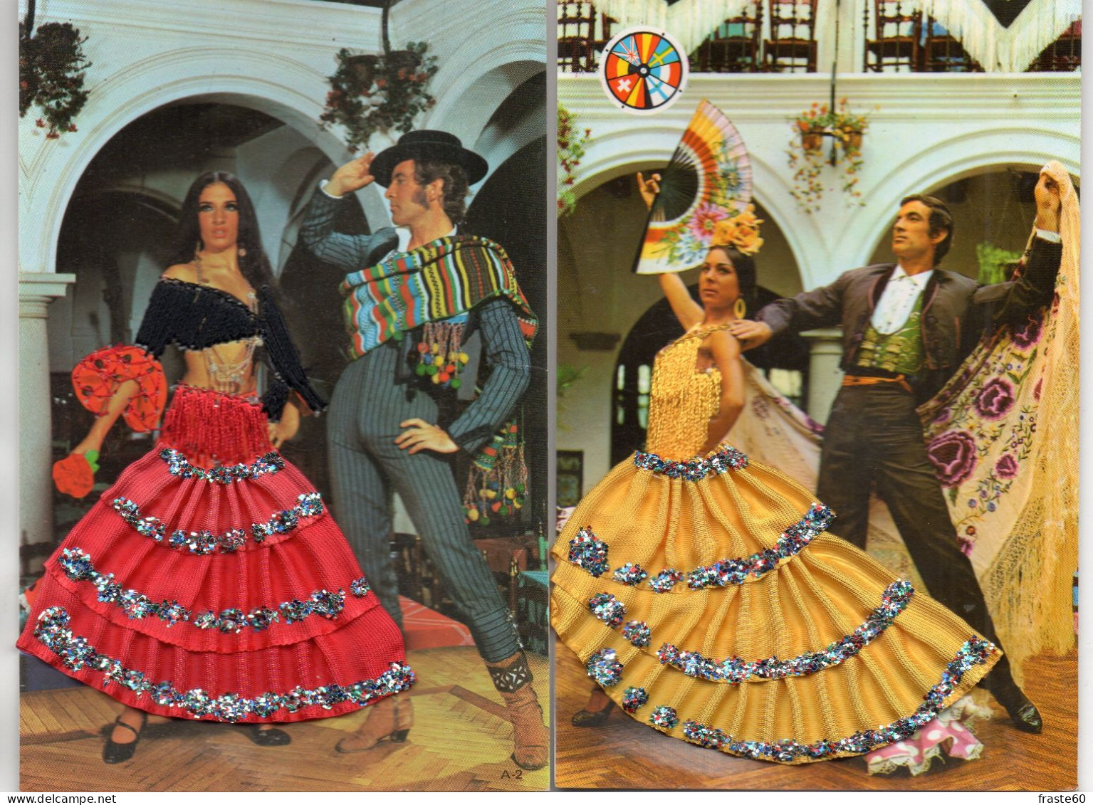 2 Cartes Brodées Danseurs De Flamenco - Bestickt