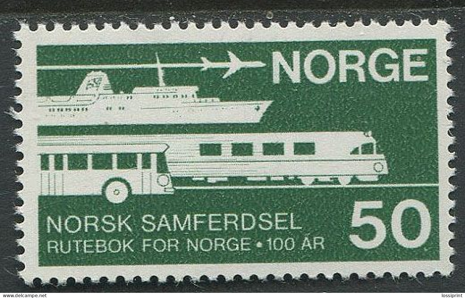 Norway:Unused Stamp Norsk Samferdsel 100 Years, Train, Airplane, Ship, Bus, MNH - Trains