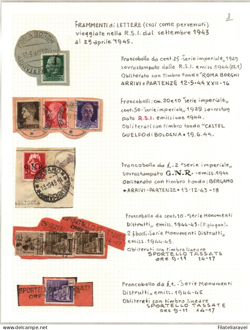 RSI  - Frammentini Di Lettere Viaggiate In Repubblica Sociale It Dal Settembre 1943 Al 25 Aprile 1945. - Storia Postale