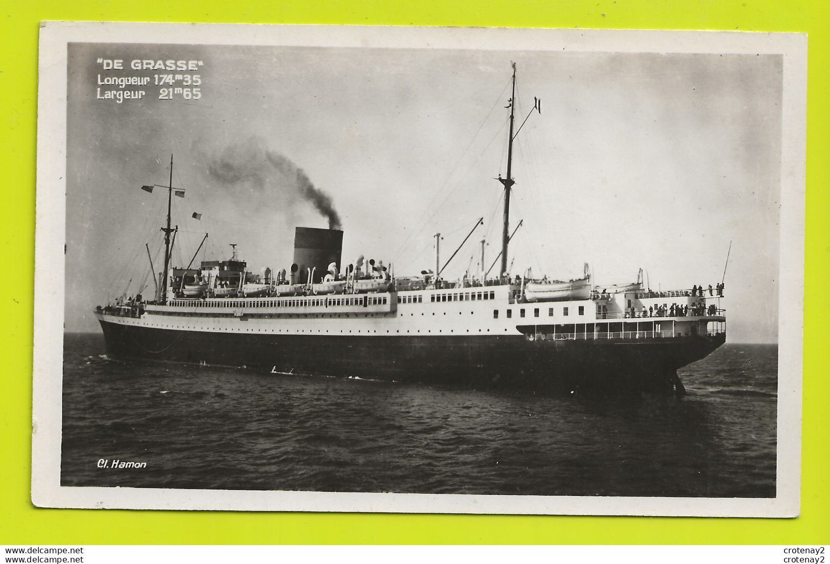 Transports Bateaux Le Paquebot DE GRASSE édition Lugen Le Havre Cl. Hamon VOIR DOS - Passagiersschepen