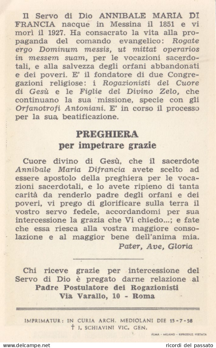 Santino Il Servo Di Dio Annibale M.di Francia - Images Religieuses