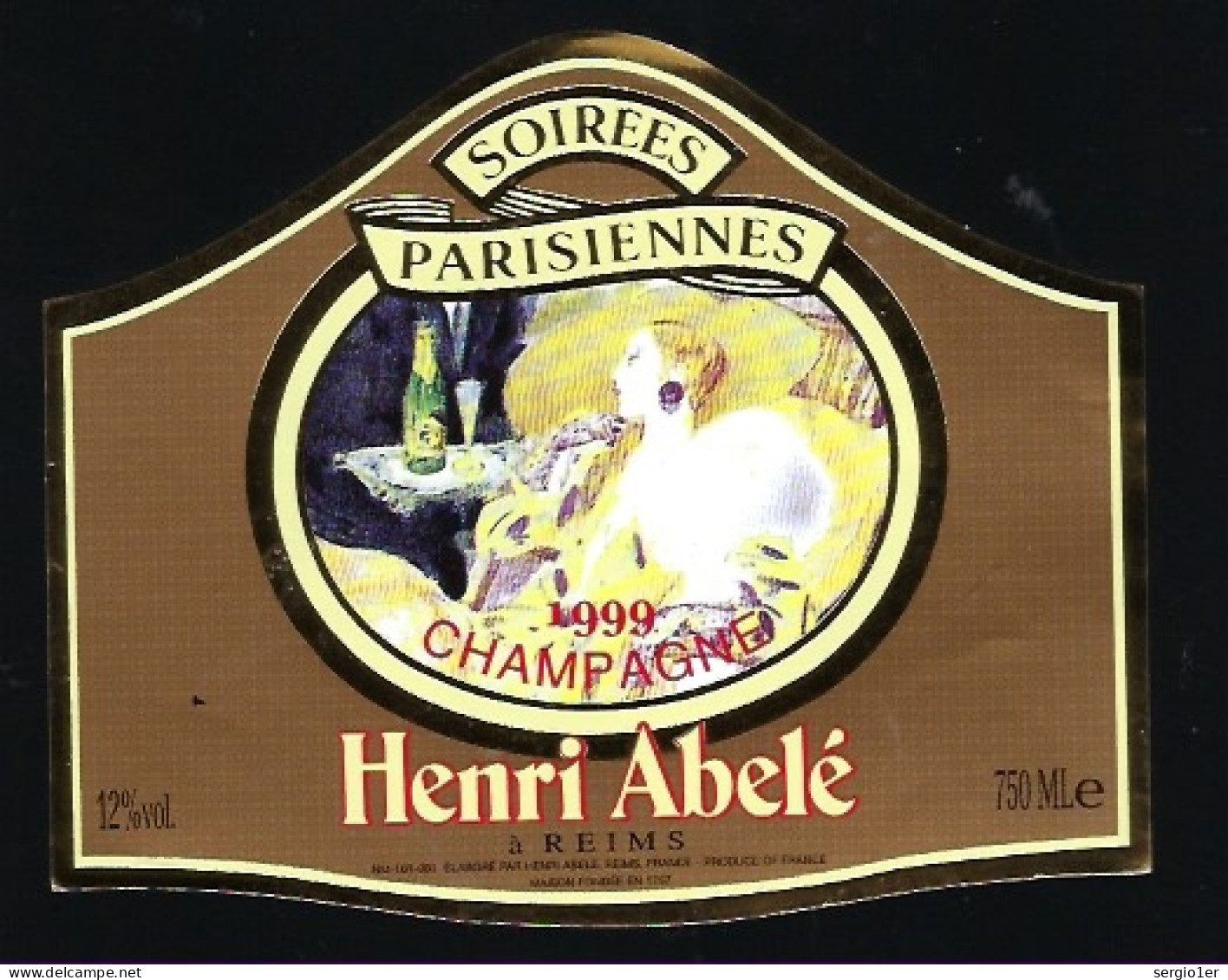 Etiquette Champagne Millesime 1999  Soirées Parisiennes  Henri Abelé Reims Marne 51   " Femme" - Champagner