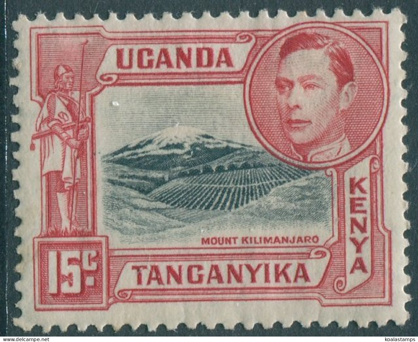 Kenya Uganda Tanganyika 1938 SG137 15c Black And Rose-red KGVI Killimanjaro MLH - Kenya, Uganda & Tanganyika