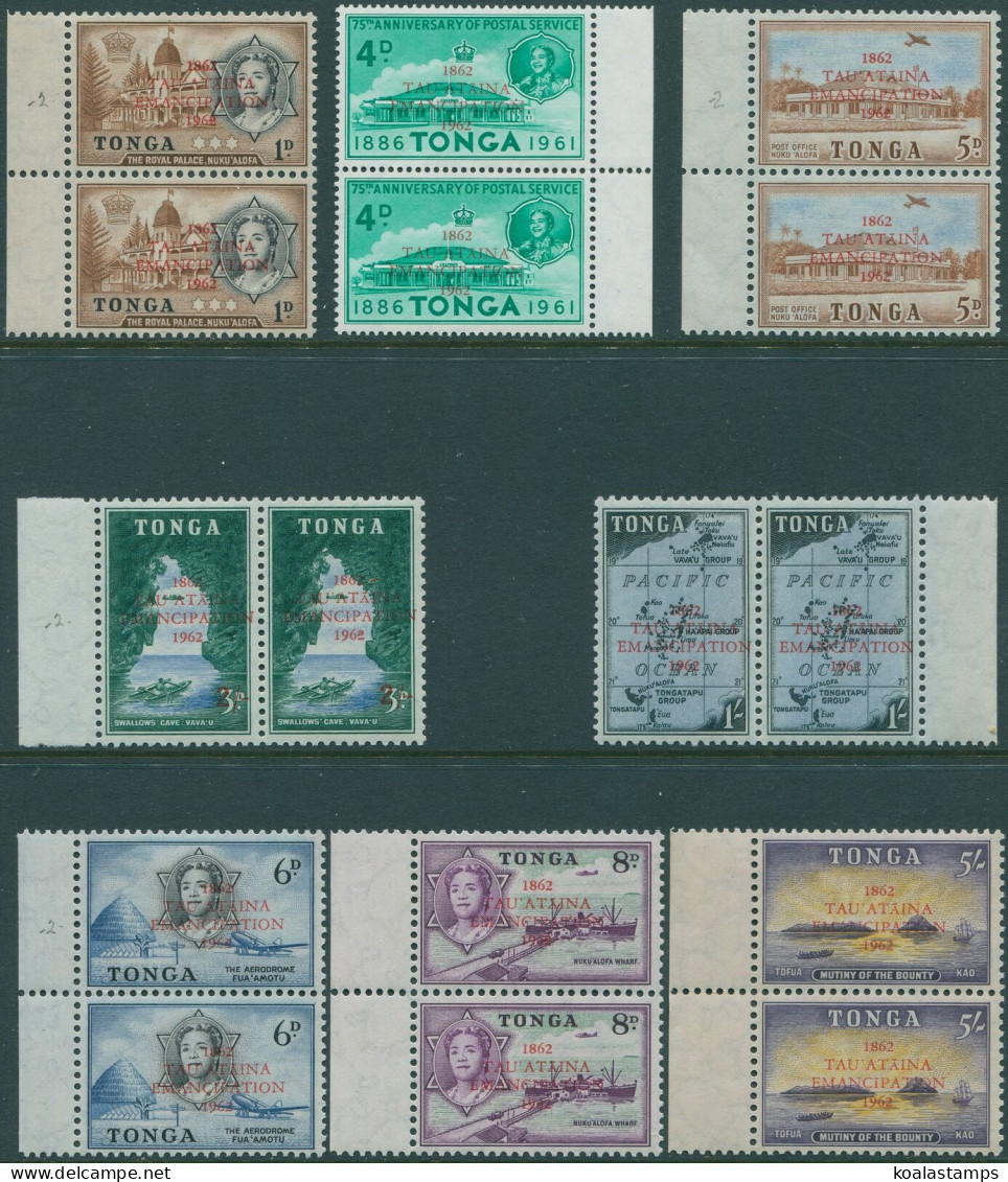 Tonga 1961 SG120-127 Emancipation Pairs With "2" Flaw Sets MNH - Sonstige & Ohne Zuordnung