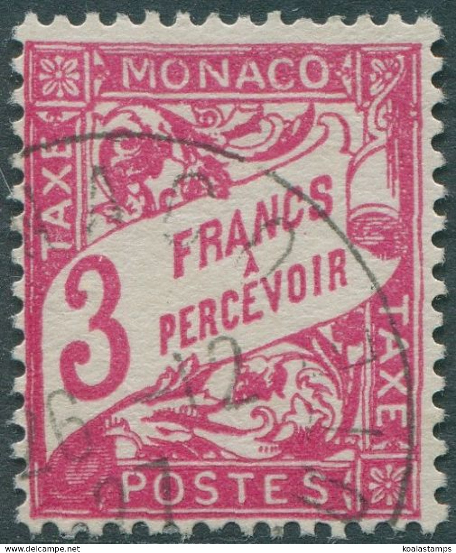 Monaco Due 1906 SGD120 3f Red Postage Due FU - Autres & Non Classés