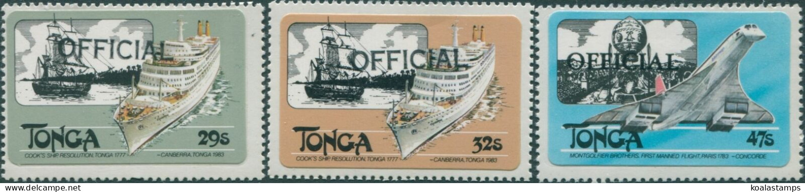 Tonga Official 1983 SGO217-O219 Sea And Air Transport Handstamped MNH - Tonga (1970-...)