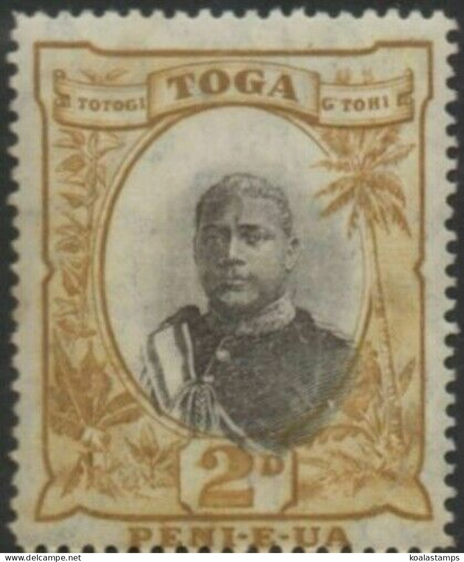 Tonga 1897 SG42 2d Grey And Bistre King George II Type II Missing Sword Hilt MH - Tonga (1970-...)