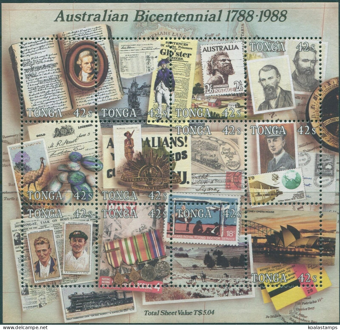 Tonga 1988 SG989 Australian Settlement MS MNH - Tonga (1970-...)