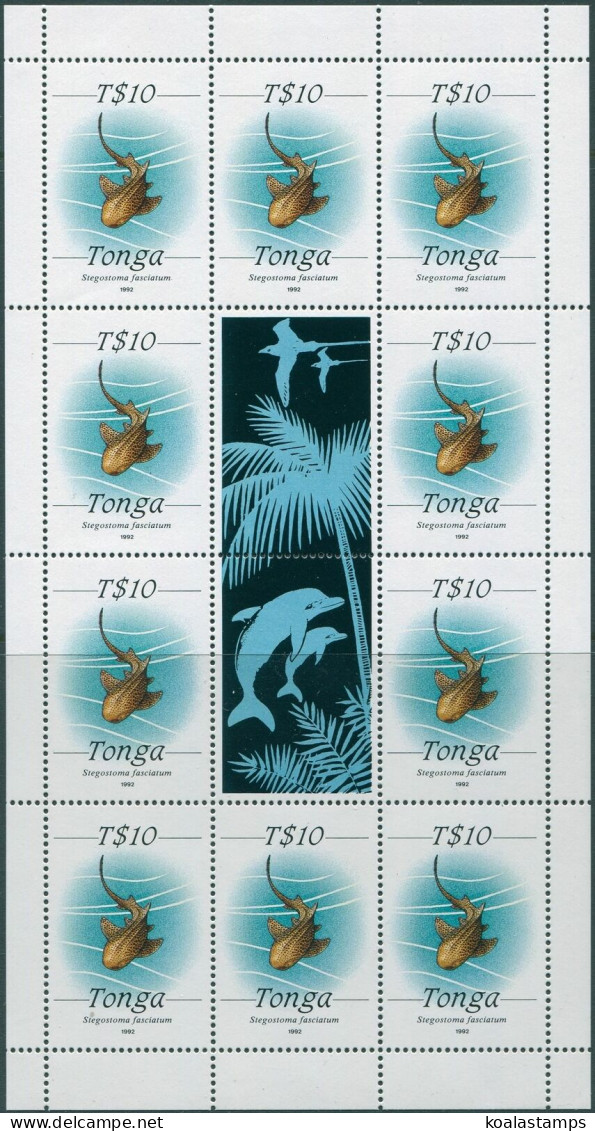 Tonga 1988 SG1017a 10p Variegated Shark 1992 Sheetlet MNH - Tonga (1970-...)