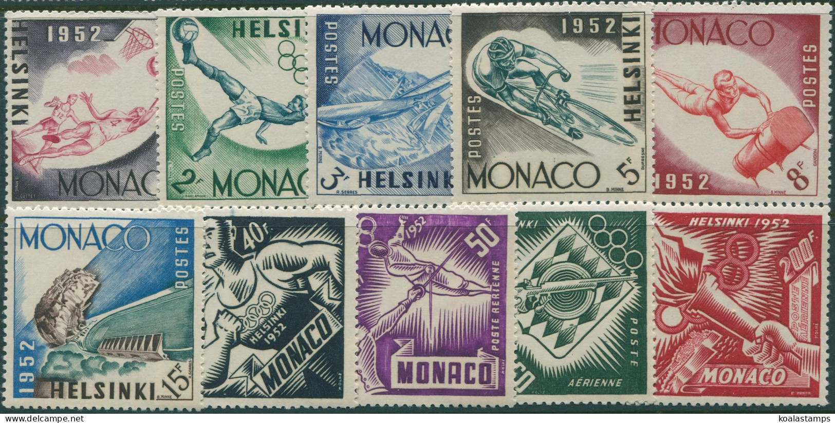 Monaco 1953 SG463-472 Olympic Games Set MNH - Sonstige & Ohne Zuordnung