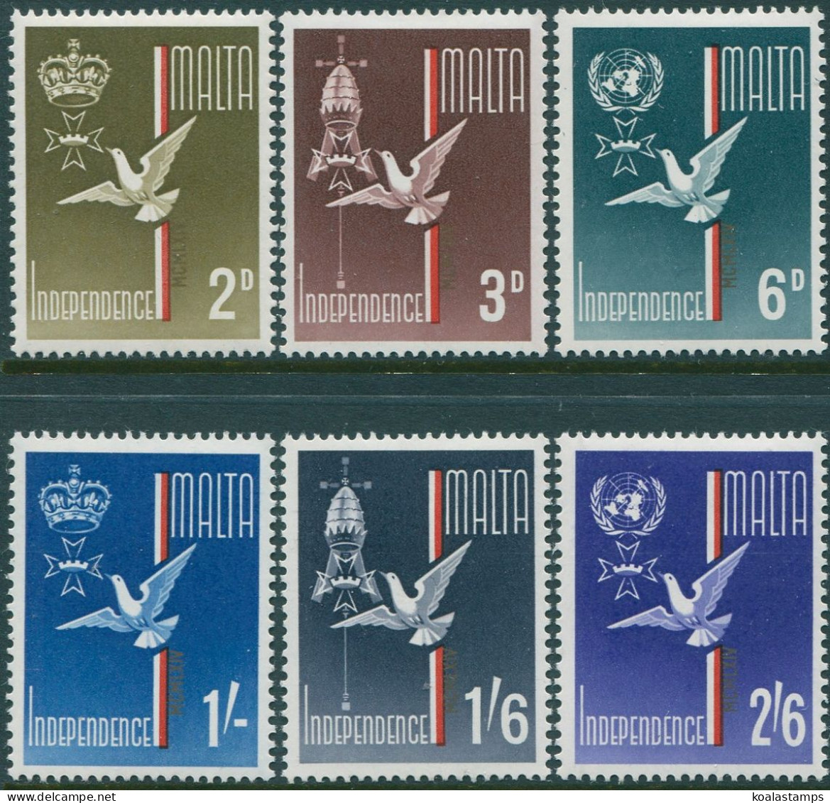 Malta 1964 SG321-326 Independence Doves Set MLH - Malte