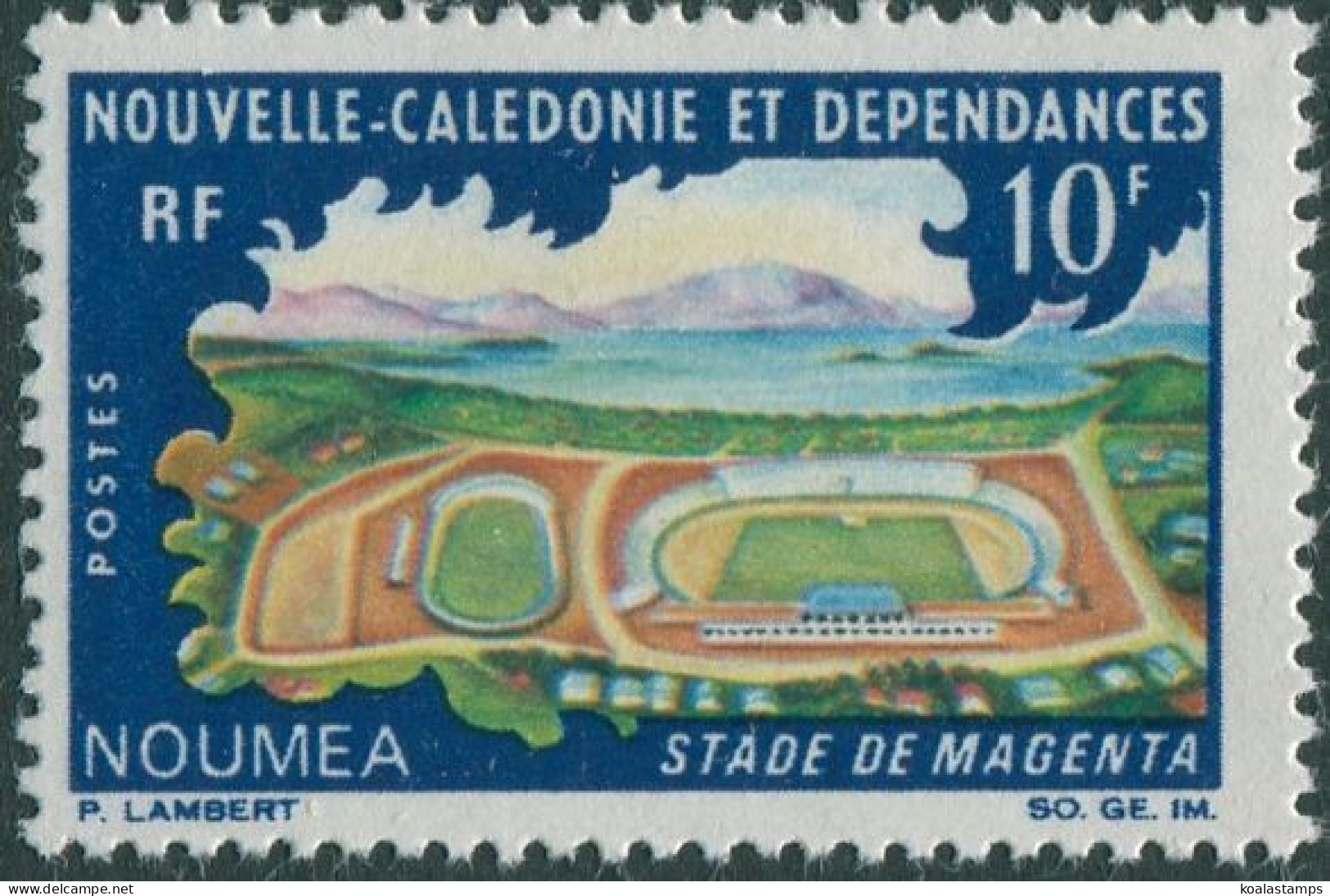 New Caledonia 1967 SG426 10f Magenta Stadium MLH - Other & Unclassified