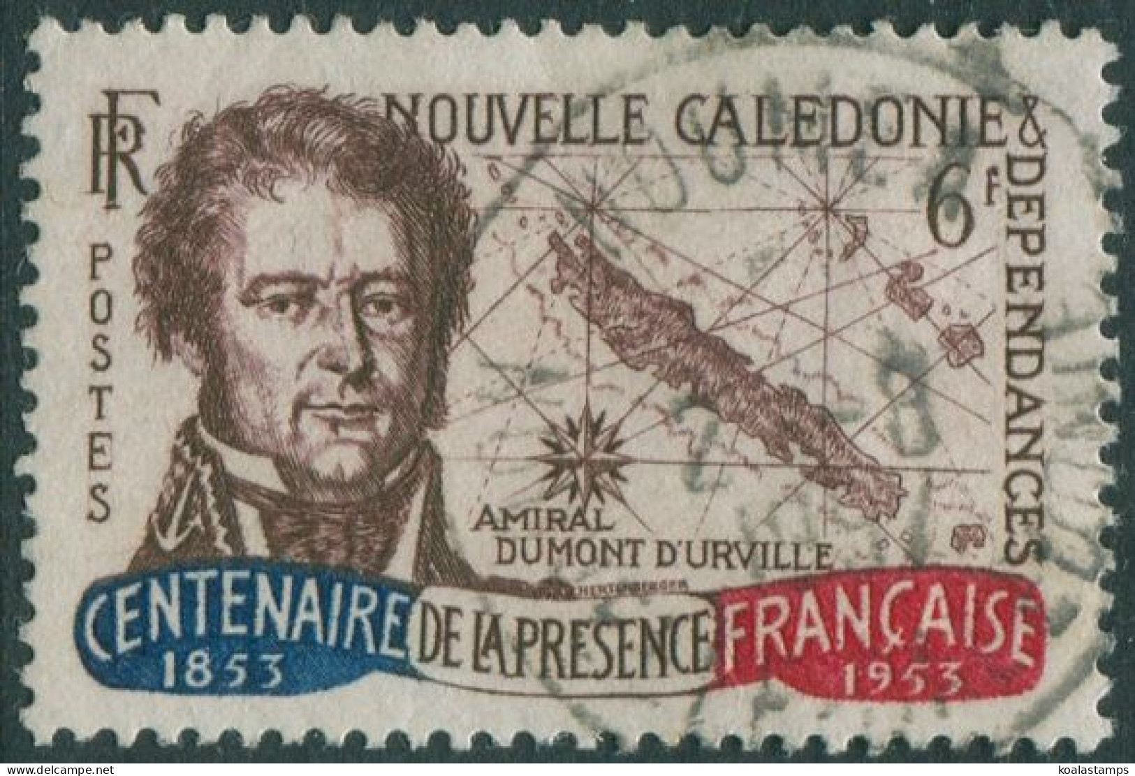 New Caledonia 1953 SG333 6f Admiral D'Urville And Map FU - Altri & Non Classificati