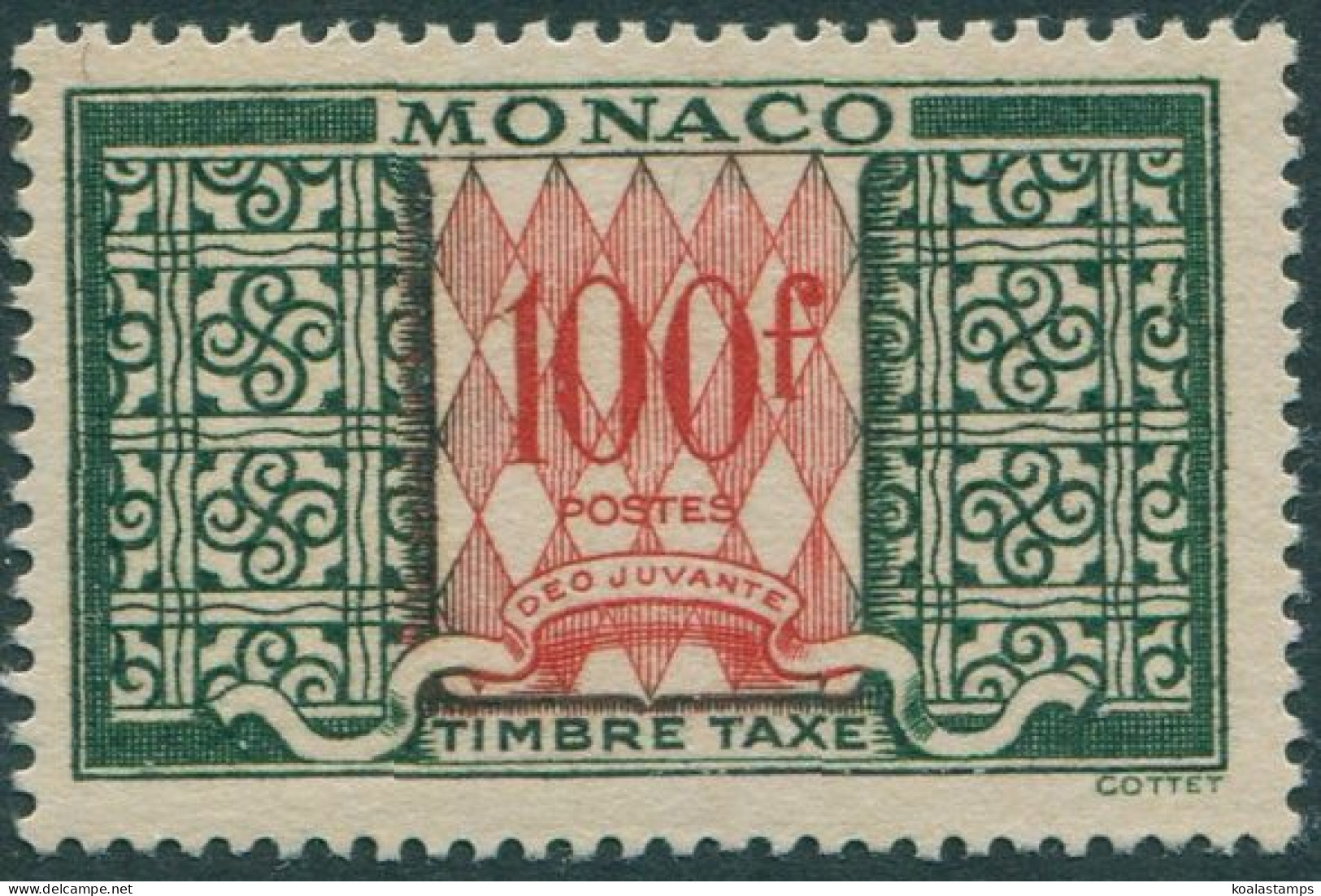 Monaco Due 1946 SGD338 100f Red And Green Postage Due MNH - Altri & Non Classificati