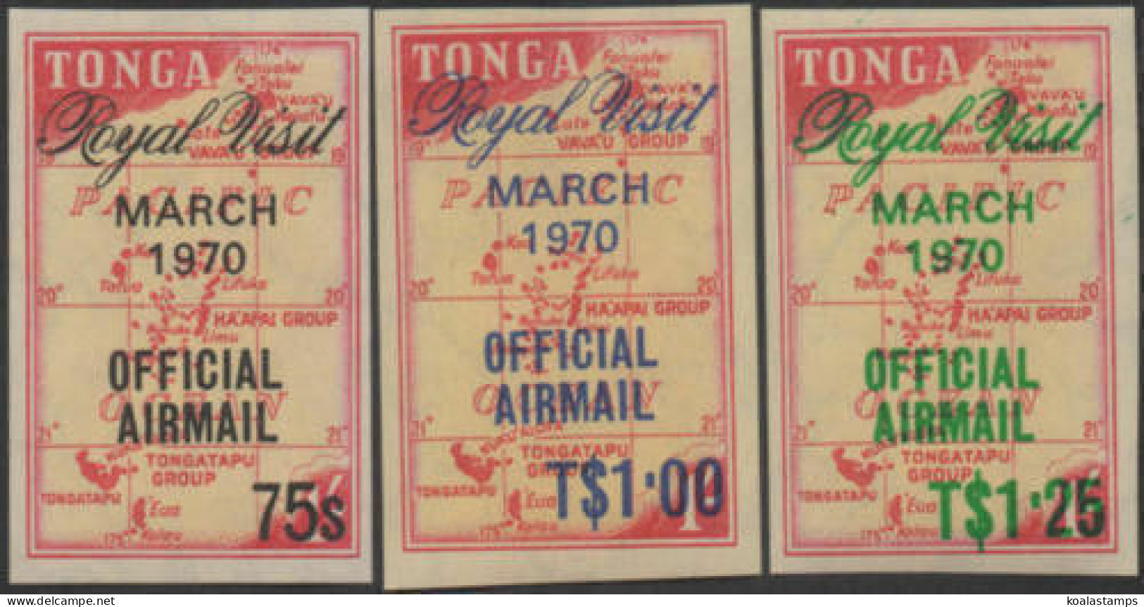 Tonga Official 1970 SGO39-O41 Airmail Royal Visit Set MNH - Tonga (1970-...)