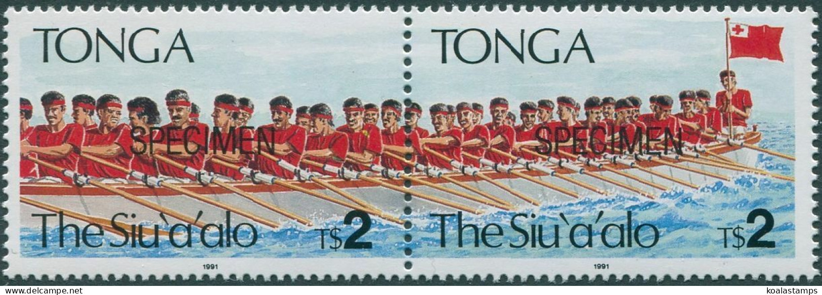 Tonga 1991 SG1151A 2p Rowing SPECIMEN Pair MNH - Tonga (1970-...)