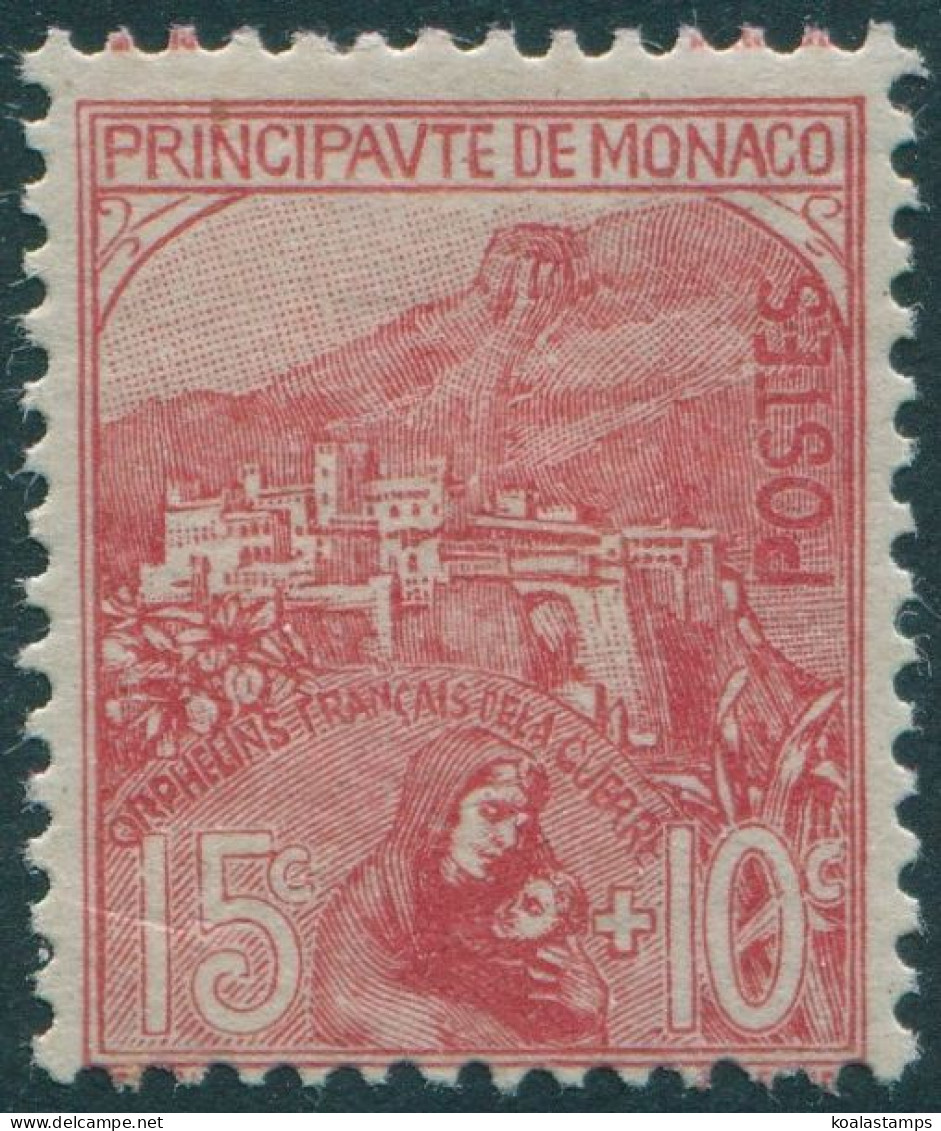 Monaco 1919 SG33 15c + 10c Red War Orphans Fund MLH - Sonstige & Ohne Zuordnung
