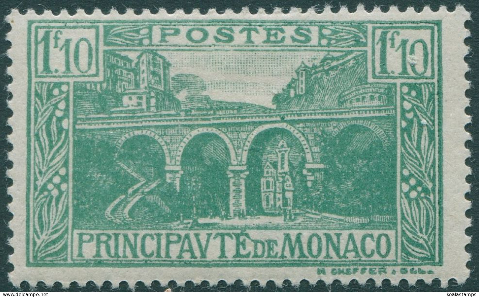 Monaco 1924 SG99 1f.10 Green Devote Viaduct MLH - Sonstige & Ohne Zuordnung