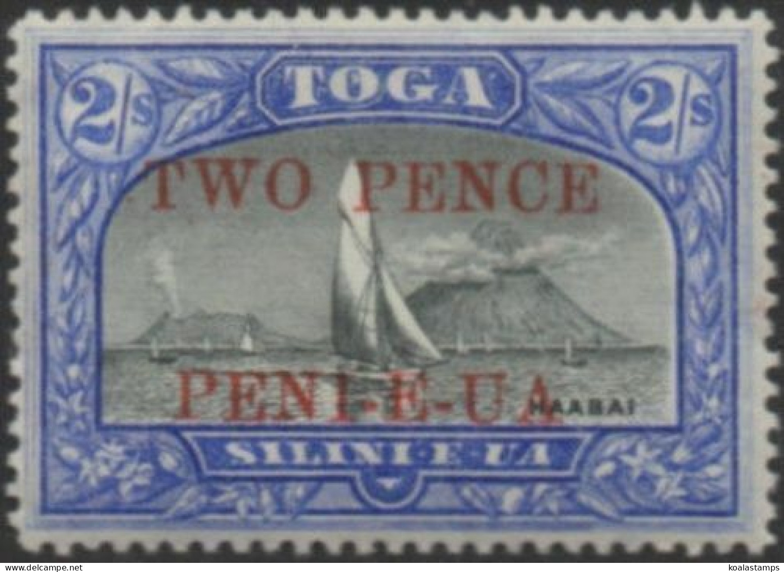 Tonga 1923 SG68 2d On 2/- View Of Haapai MLH - Tonga (1970-...)