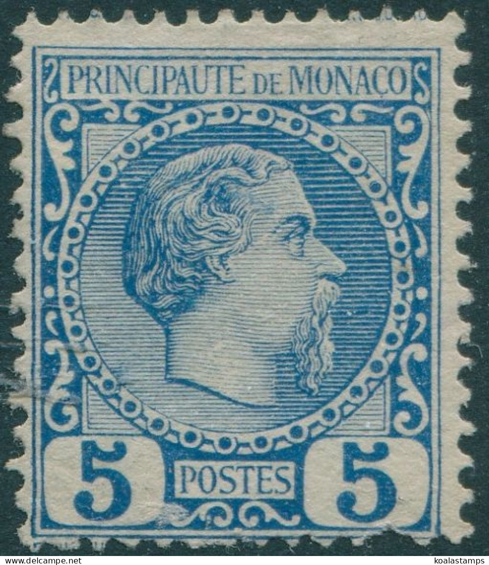 Monaco 1885 SG3 5c Blue Prince Charles III Short Perf MNG - Otros & Sin Clasificación