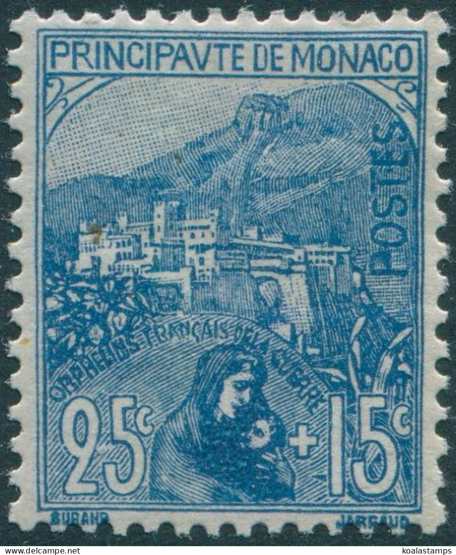 Monaco 1919 SG34 25c + 15c Blue War Orphans Fund MLH - Other & Unclassified