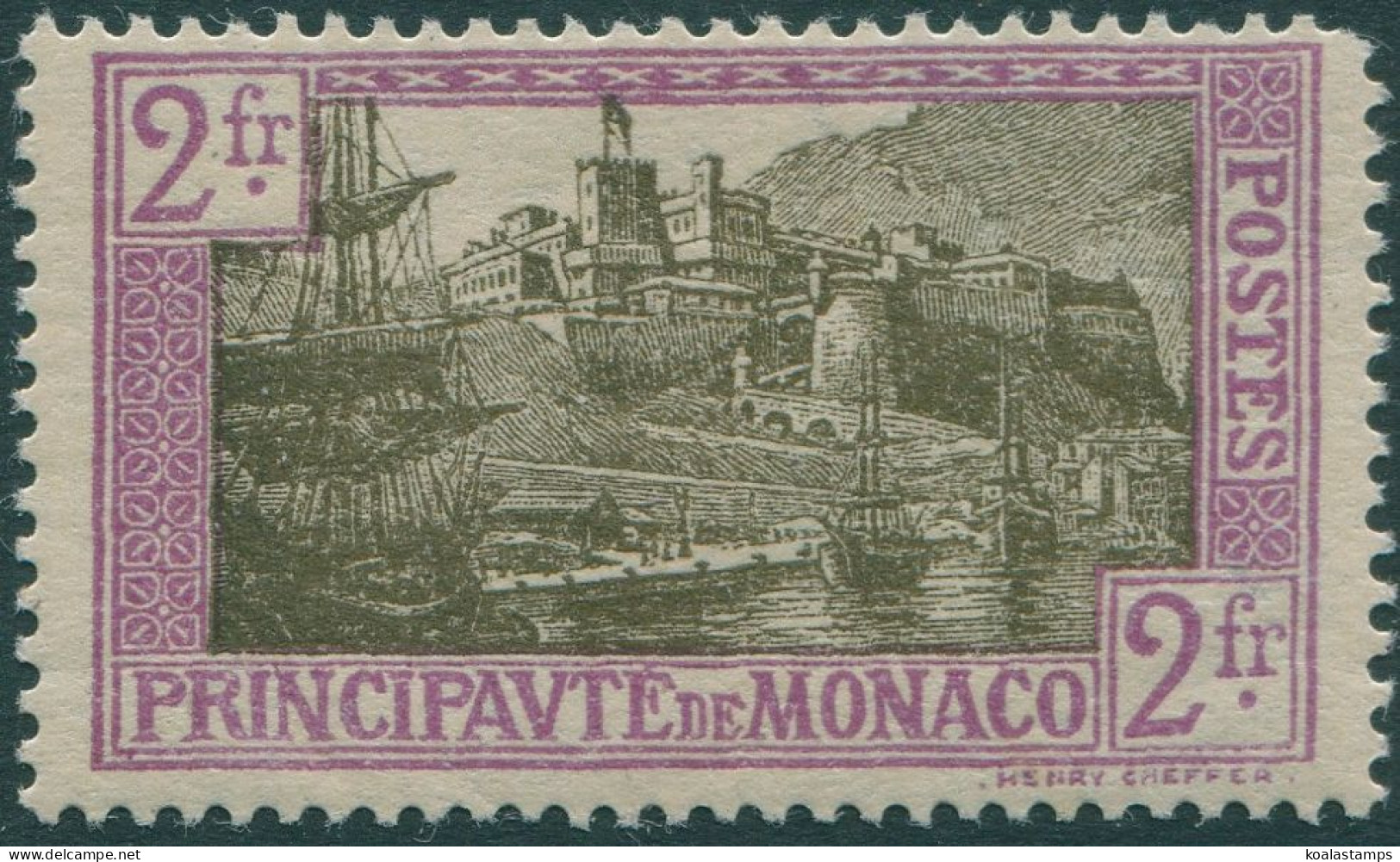 Monaco 1924 SG102 2f Brown And Mauve Palace Overlooking Galleons MH - Altri & Non Classificati