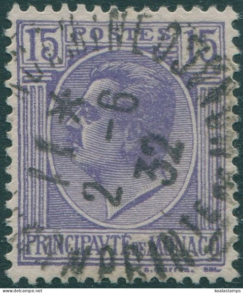 Monaco 1924 SG79 15c Violet Prince Louis FU - Other & Unclassified