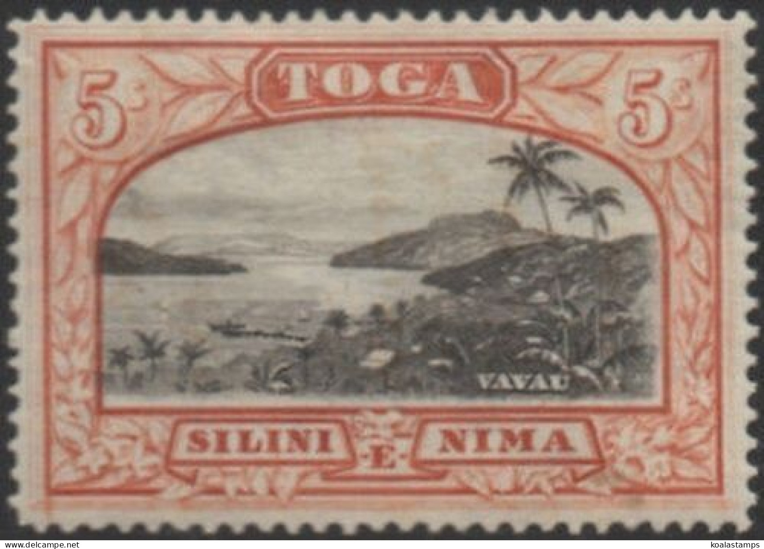 Tonga 1943 SG82 5/- Vavau Harbour MLH - Tonga (1970-...)