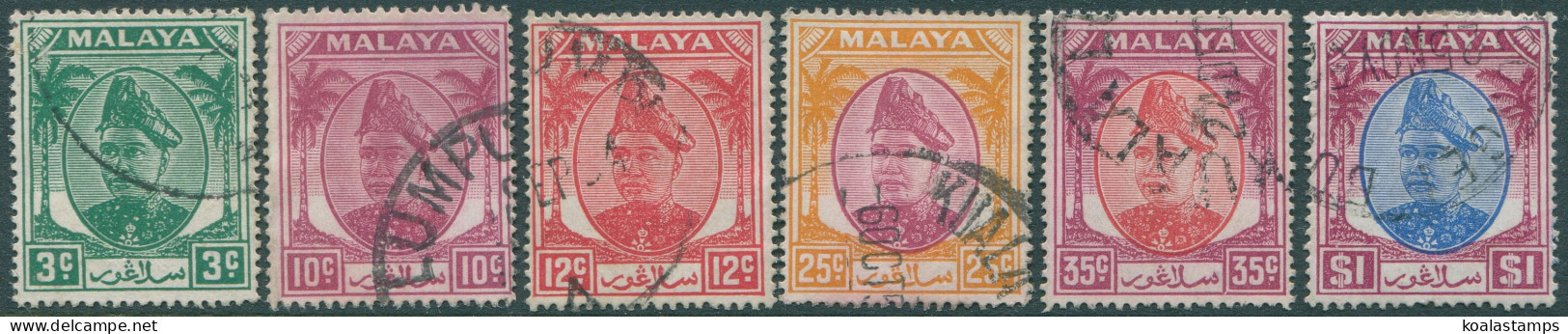 Malaysia Selangor 1949 SG92-108 Sultan Hisamud-din Alam Shah (6) FU - Selangor