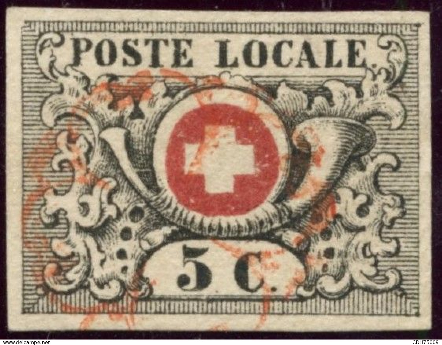 SUISSE - SBK 10 VAUD 5C - SIGNE O. ROUMET - OBLITERE - CERTIFICAT SCHELLER - 1843-1852 Timbres Cantonaux Et  Fédéraux