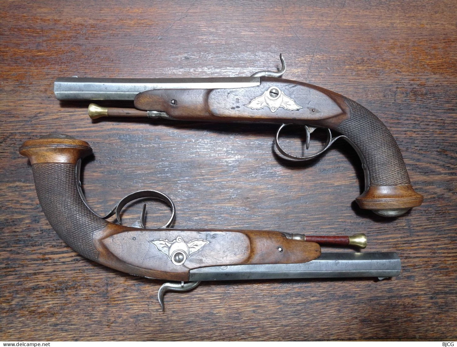 Paire De Pistolets à Percussion D'officier - Belle Fabrication Liégeoise ELG Vers 1840 - TBE - Decotatieve Wapens