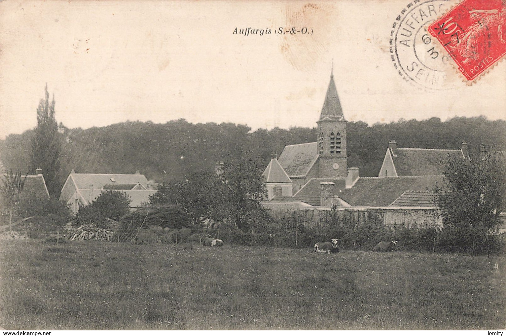 78 Auffargis Vache Vaches CPA Cachet 1908 - Auffargis