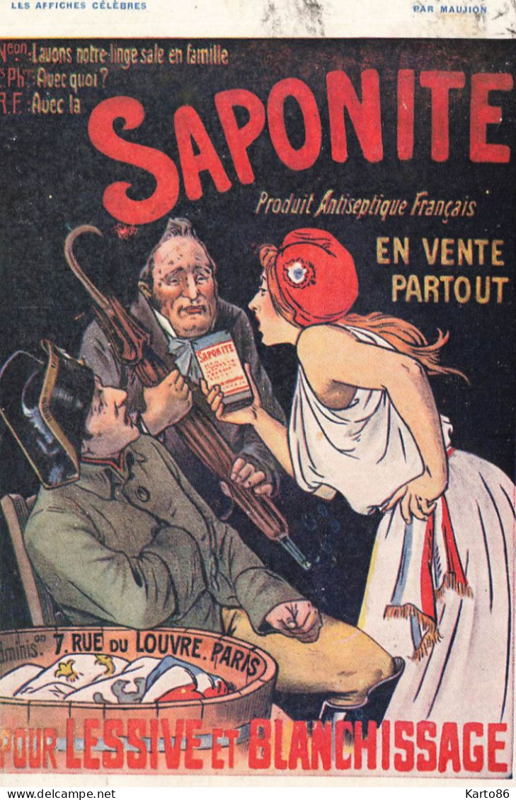 MAUJION , Jugendstil * CPA Illustrateur Art Nouveau Maujion * " SAPONITE Pour Lessive & Blanchissage " * Publicitaire - Autres & Non Classés