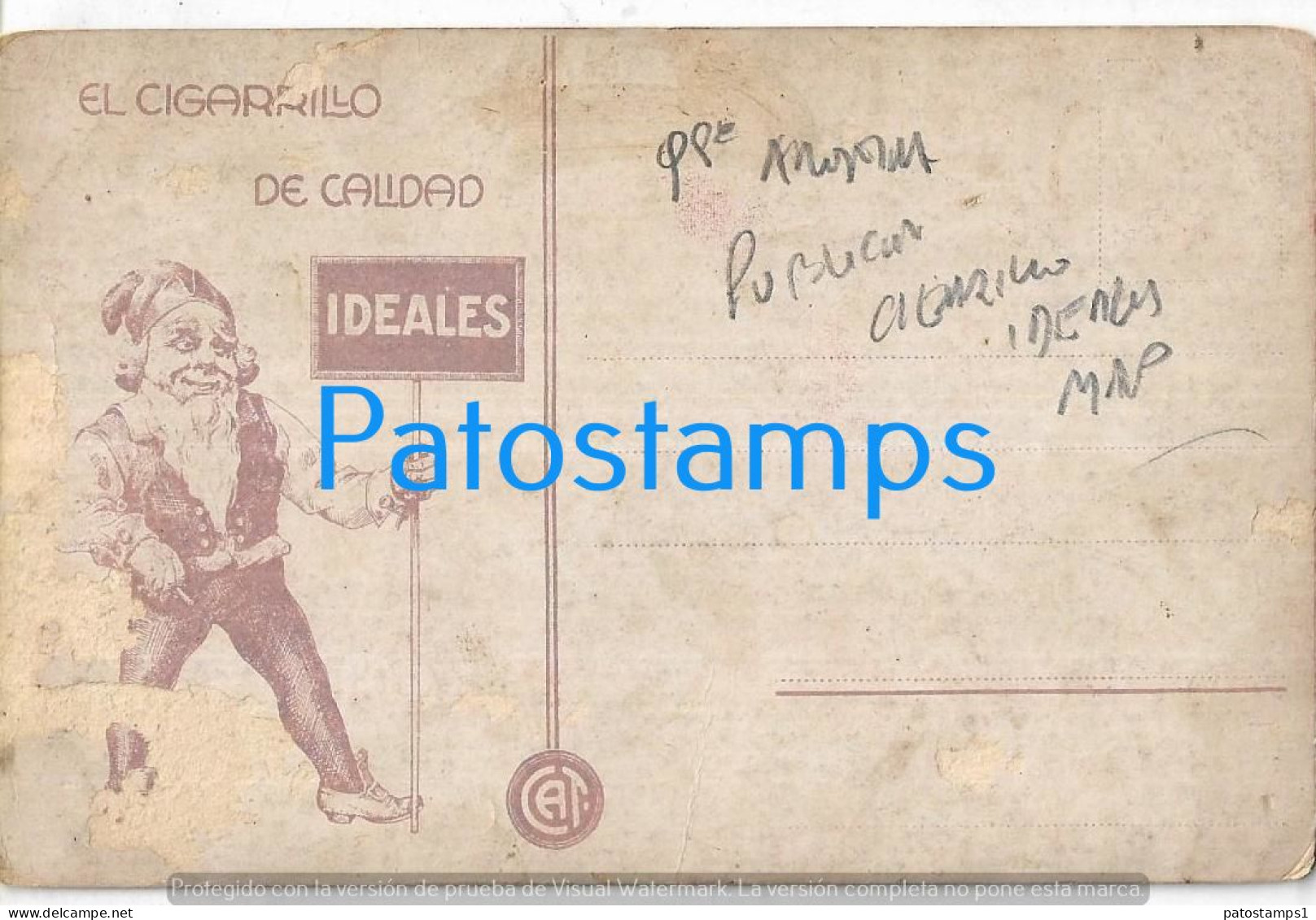 228901 ARGENTINA PUBLICITY CIGARETTES CIGARRILLOS IDEALES & MAP MAPA FRENTE ANGLO BELGA FRANCES  POSTAL POSTCARD - Argentina