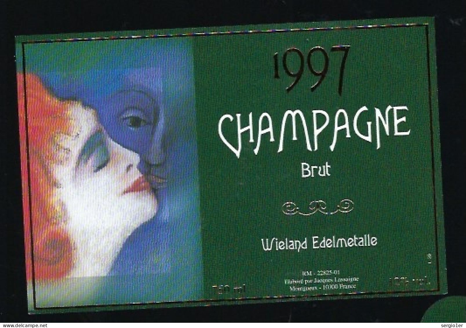 Etiquette Champagne Brut Millésime 1997 Wieland Edelmetalle  Jacques Lassaigne Montgueux Aube 10    " Femme" - Champagne