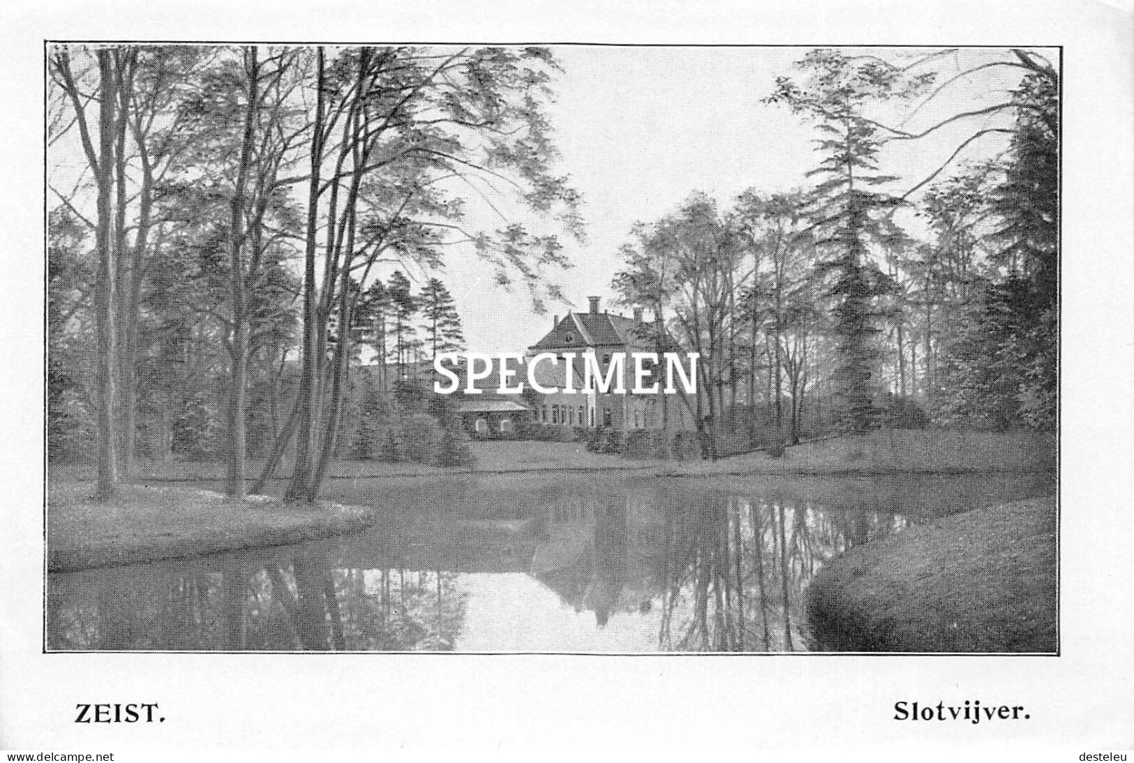 Prent - Slotvijver - Zeist   - 8.5x12.5 Cm - Zeist