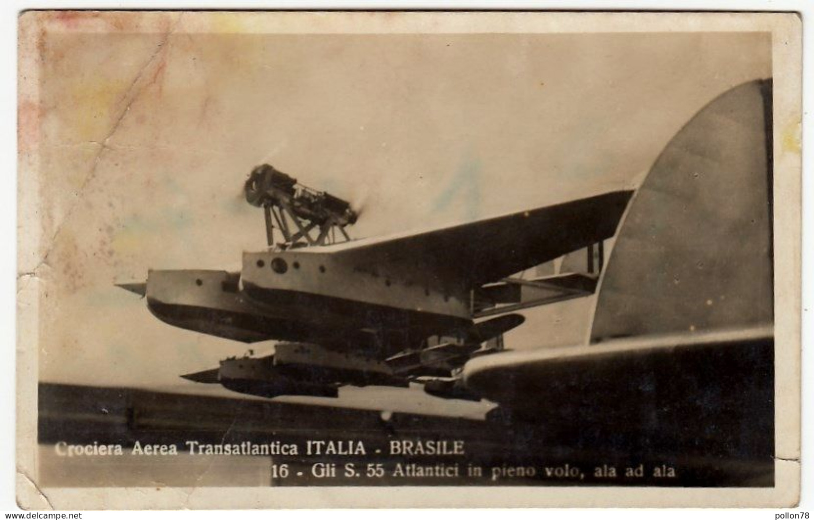 CROCIERA AEREA TRANSATLANTICA ITALIA BRASILE - GLI S.55 ATLANTICI IN PIENO VOLO, ALA AD ALA - 1941 - Vedi Retro - F. P. - 1919-1938: Entre Guerres