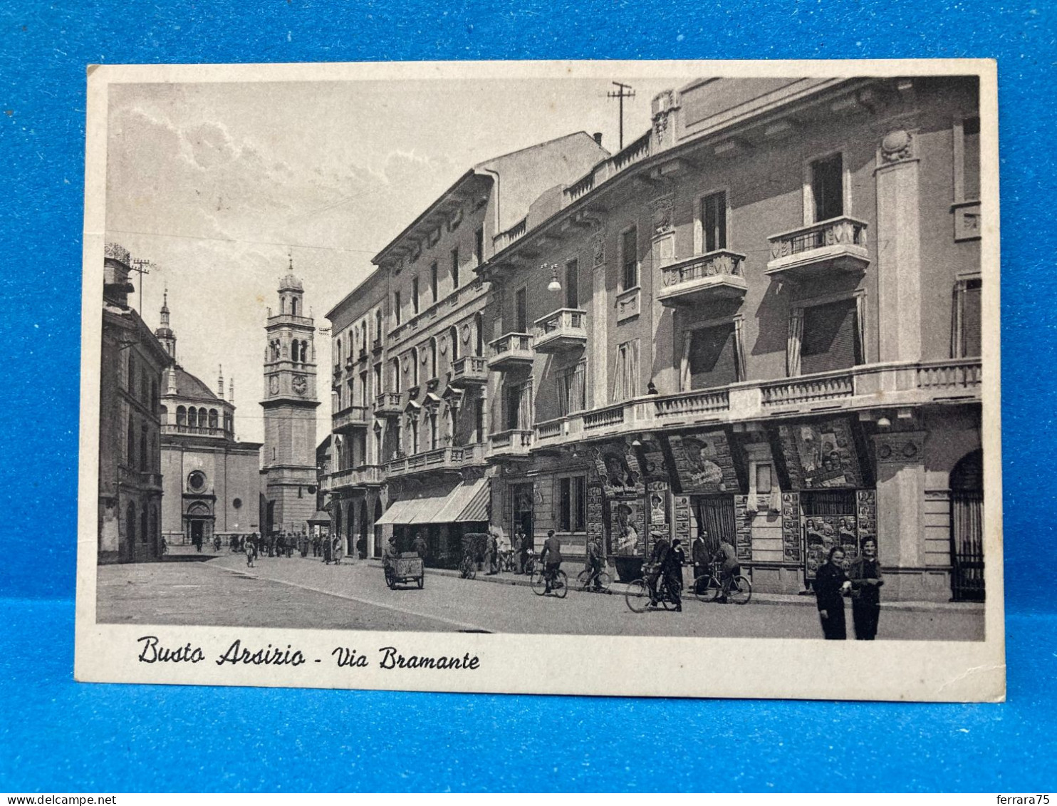 CARTOLINA BUSTO ARSIZIO VIA BRAMANTE ANIMATA VIAGGIATA 1940. - Varese