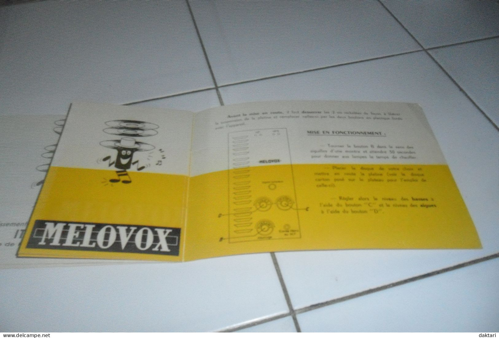 MELOVOX  1959  Notice D'emploi Complet Avec Photos Electrophone 3479.s - Other & Unclassified