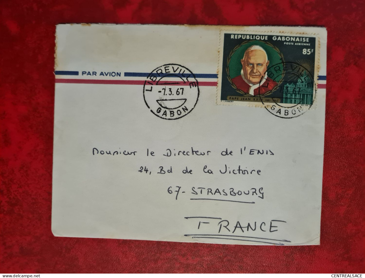 LETTRE Gabon, LIBREVILLE 1967 POSTE AERIENNE PAPE JEAN XXIII - Gabon (1960-...)