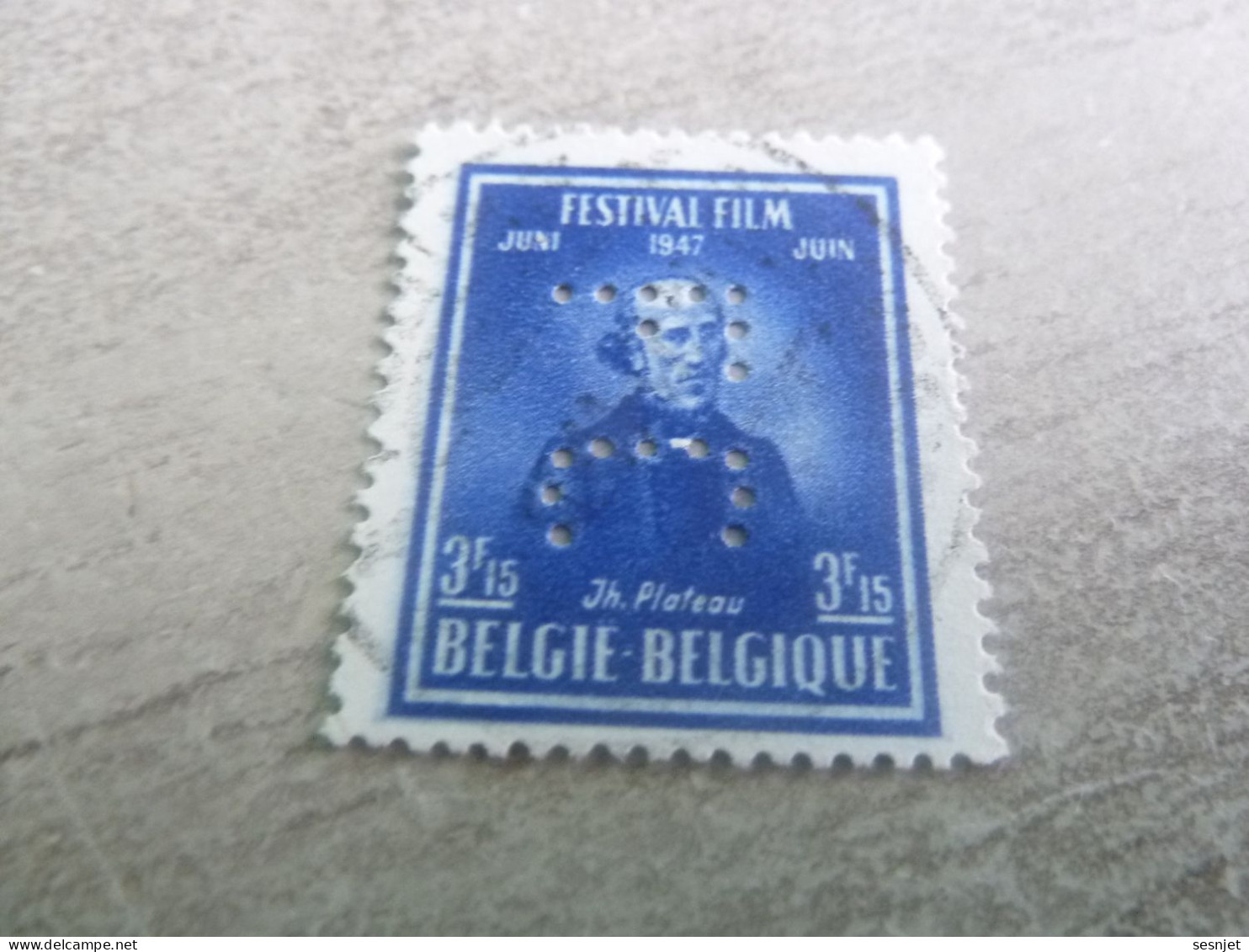 Belgique - Festival Film Juin 1947 - Perforé - Val 3f.15 - Bleu Foncé - Oblitéré - Année 1947 - - 1934-51